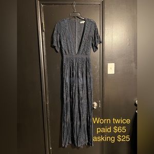 Blue lace romper dress